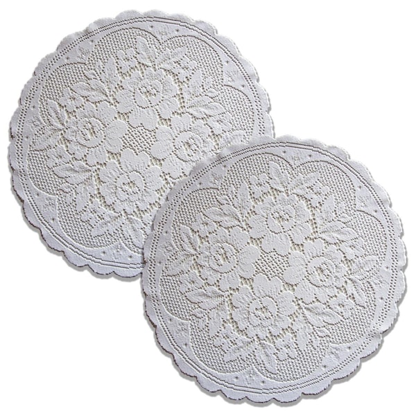 Heritage Lace 17 in. Victorian Rose Round Doilies, White - Set of 2 - VR-1700W-S