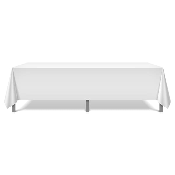 Monarch Brands Tablecloths - 52in x 114in - White, 6PK - P-TL-52X114-WHT-6PK