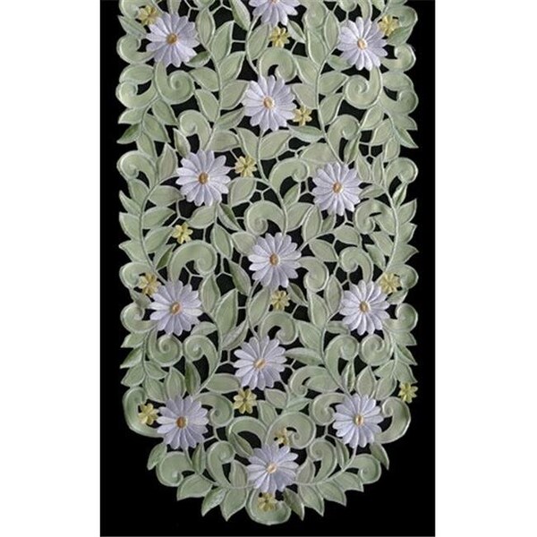 Sinobrite Sinobrite H7667-G Green Daisy Oval Runner; 16 x 54 in. - H7667/G(16X54)