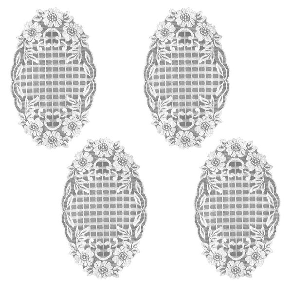 Heritage Lace 11 x 18 in. Floral Trellis Doilies, White - Set of 4 - FT-1118W-S