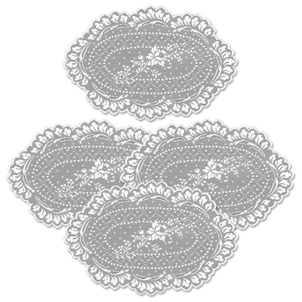 Heritage Lace 8 x 12 in. Floret Doily - White - Set of 4 - FO-0812W-S