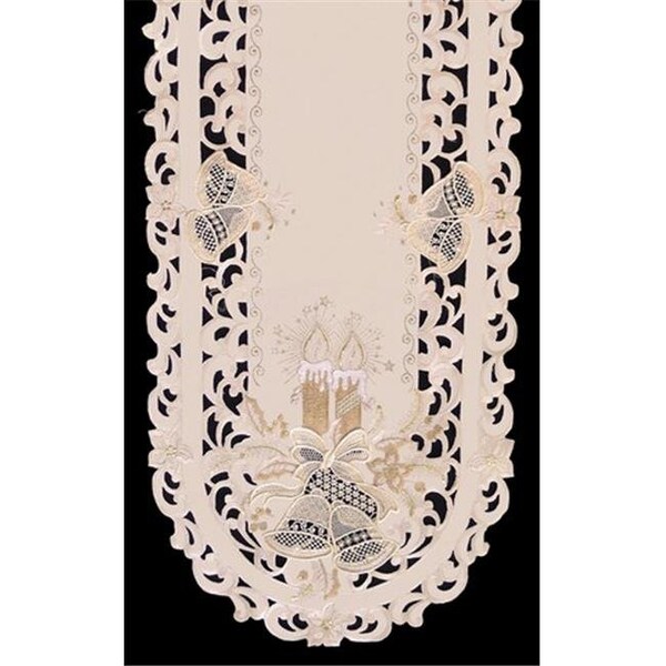 Sinobrite Sinobrite H8675-E Candles & Bells Cream Oval Runner; 14 x 28 in. - H8675/E(14X28)
