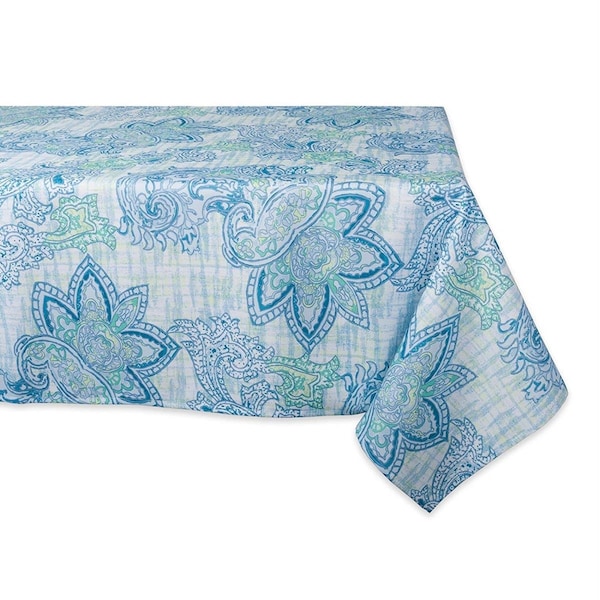Fastfood 60 x 84 in. Blue Watercolor Paisley Print Outdoor Tablecloth - FA2567339