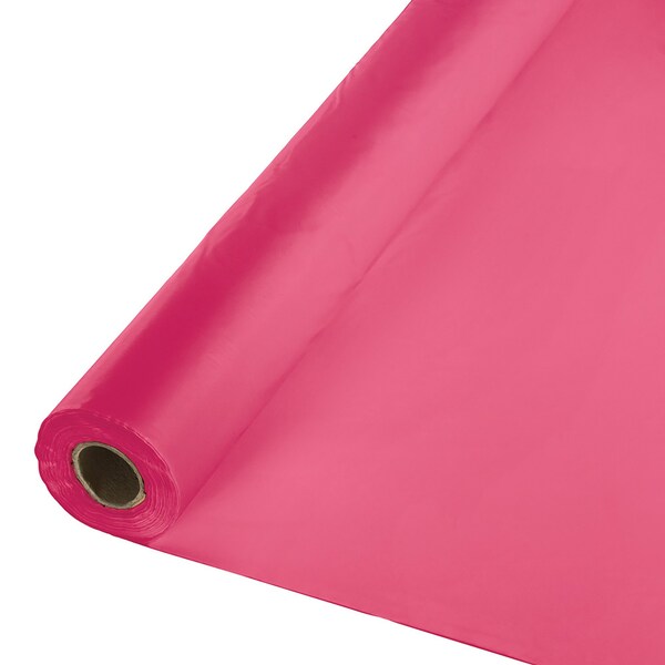 Touch Of Color 100' x 40" Hot Magenta Pink Plastic Banquet Roll - 013009