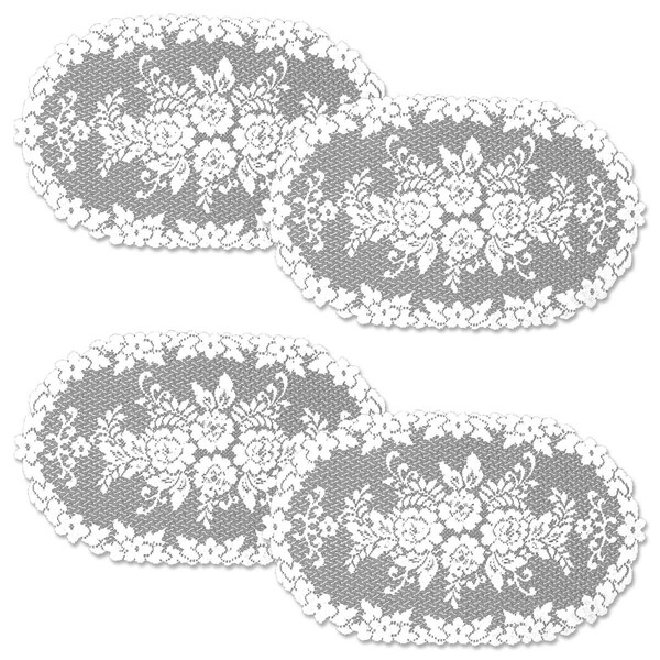 Heritage Lace 13 x 24 in. Victorian Rose Doily - White - Set of 4 - VR-1324W-S