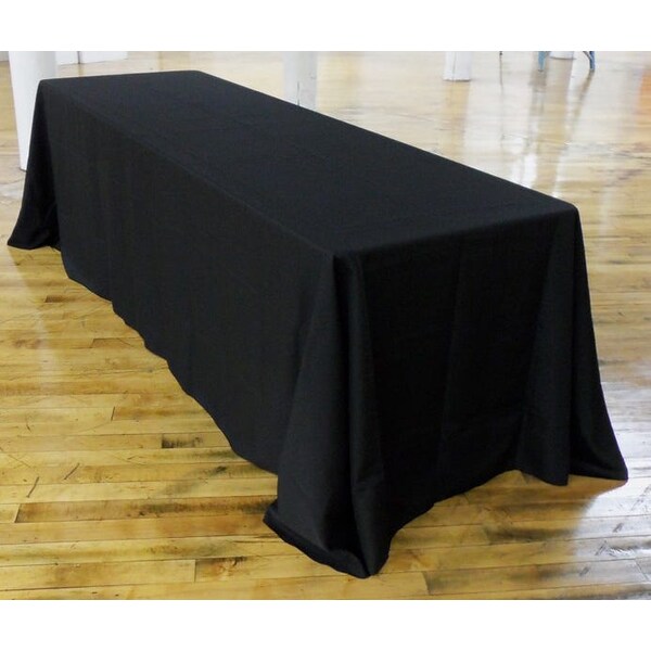 Atlas Commercial Products 90" x 156" Polyester Tablecloth, Black - PY-90X156-03