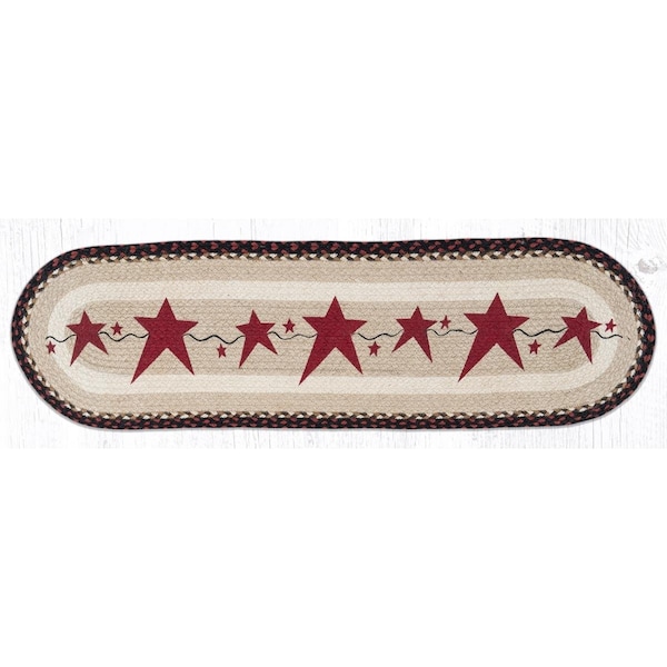 Palacedesigns 13 x 48 in. OP-19 Primitive Stars Burgundy Oval Patch Runner - PA2858017