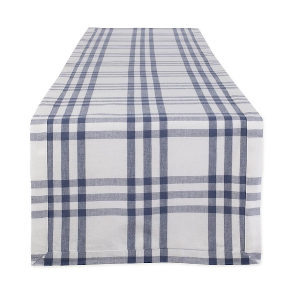 Fastfood 14 x 72 in. French Blue Farm to Check Table Runner - FA1535574