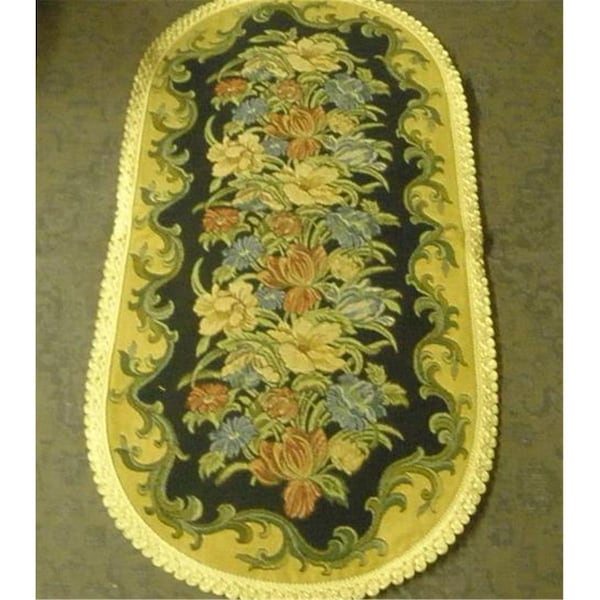 Fastfood 14 x 30 in. Begium Table Runner Dhalia, Navy Blue - FA2570164