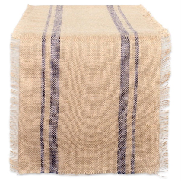 Fastfood 14 x 72 in. French Blue Double Border Burlap Table Runner - FA1533902