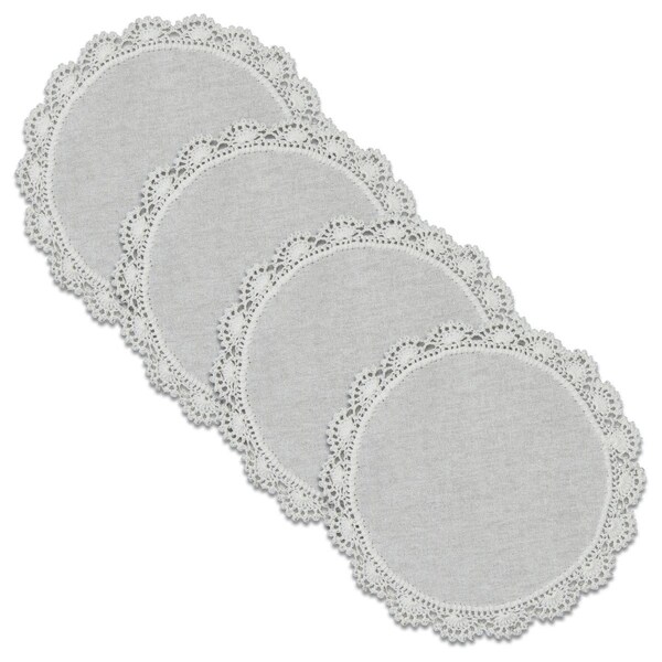 Heritage Lace 8 in. Crochet Envy Petal Edge Round Doily - White - Set of 4 - CEPE-0800W-S
