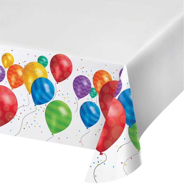 Creative Converting Balloon Blast Plastic Tablecloth, 102"x54", 6PK - 315296