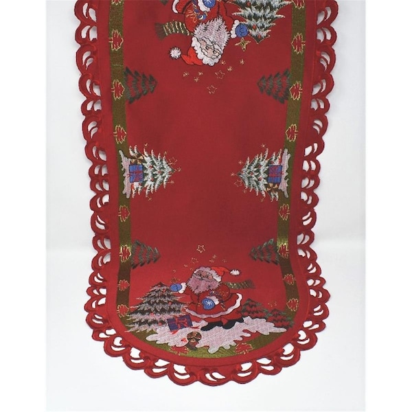 Sinobrite 16 x 45 in. Santa Claus with Gift Box Table Runner - H8680-16X45