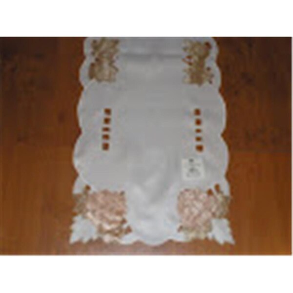 Fastfood LY07885-1472 14 x 72 in. Embroidered Harvest Copper Leaves Cutwork Table Runner - FA2570295