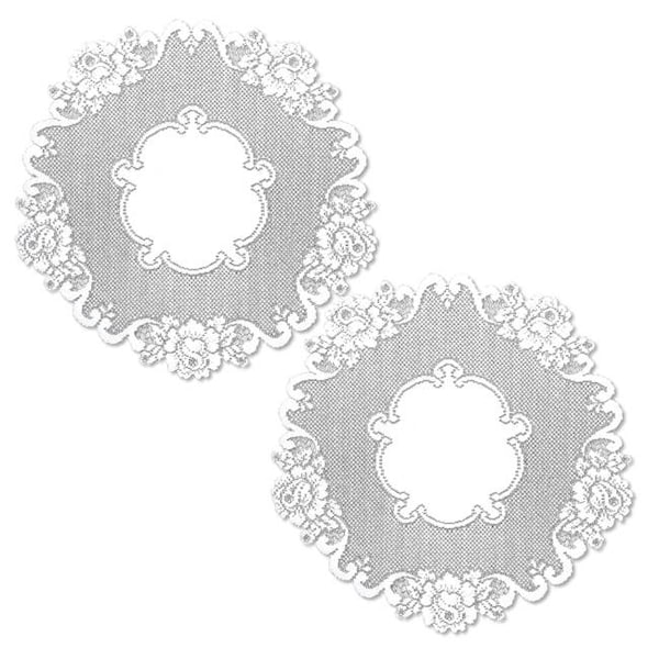 Heritage Lace Heritage Lace VT-2000W-S 20 in. Vintage Rose Round Doilies; White - Set of 2 - VT-2000W-S
