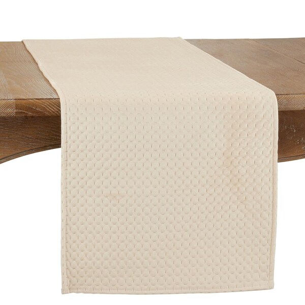 Saro 16 x 72 in. Pinsonic Velvet Oblong Table Runner, Beige - 9036.BE1672B