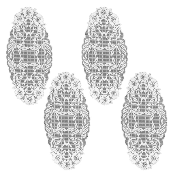 Heritage Lace 12 x 24 in. Floral Trellis Doilies, White - Set of 4 - FT-1224W-S