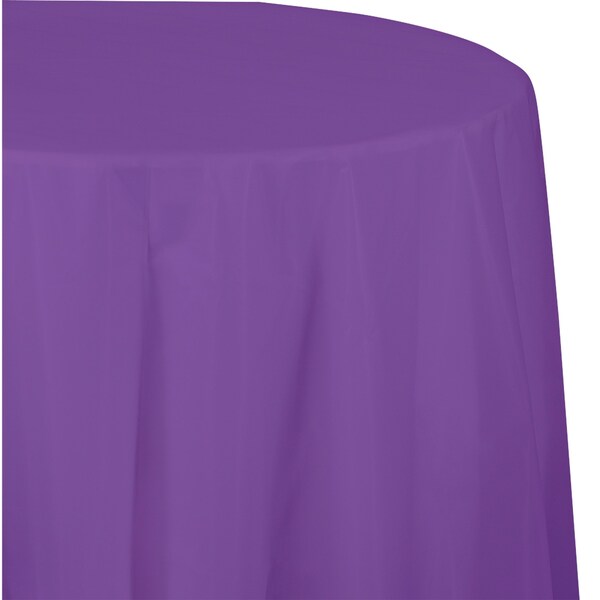 Touch Of Color Amethyst Purple Round Plastic Tablecloth, 82", 12PK - 318932