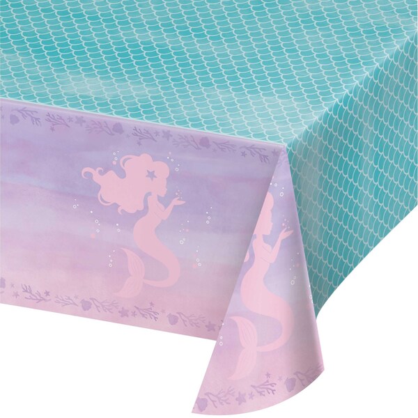 Creative Converting Iridescent Mermaid Party Plastic Tablecloth, 102"x54", 6PK - 336720
