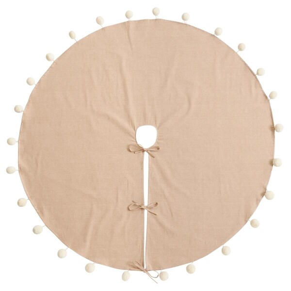 Tistheseason SARO  72 in. Round Natural Pom Pom Tree Skirt - TI2658318