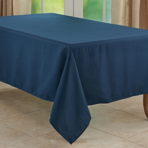 Saro 65 x 84 in. Casual Design Everyday Oblong Tablecloth, Navy Blue - 321.NB6584B