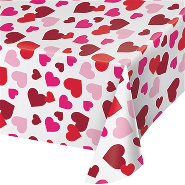 Omg 54 x 102 in. Valentines Day Hearts Plastic Tablecloth - OM1572463