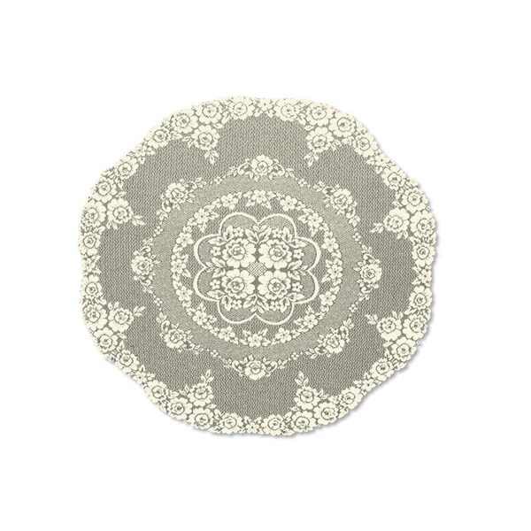 Heritage Lace 43 in. Victorian Rose Round Tipper - Ecru - VR-4500E