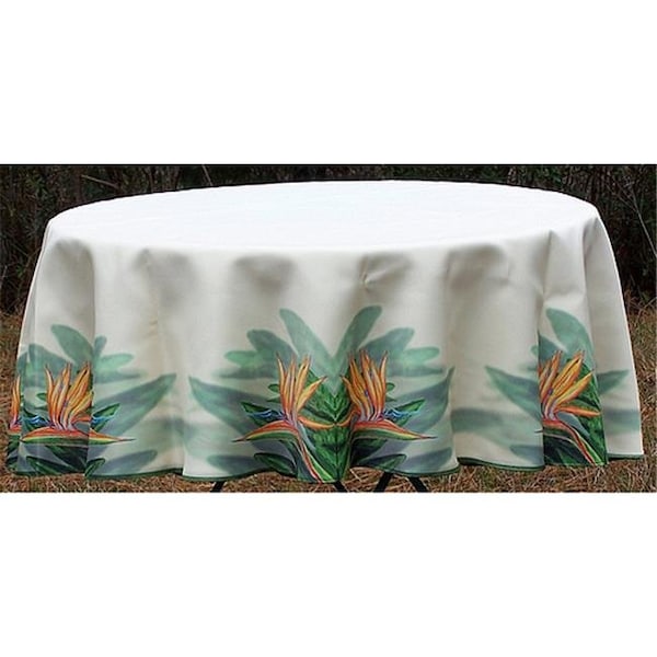 Betsy Drake Betsy Drake TR080G 68 in. Bird of Paradise Round Table Cloth - TR080G