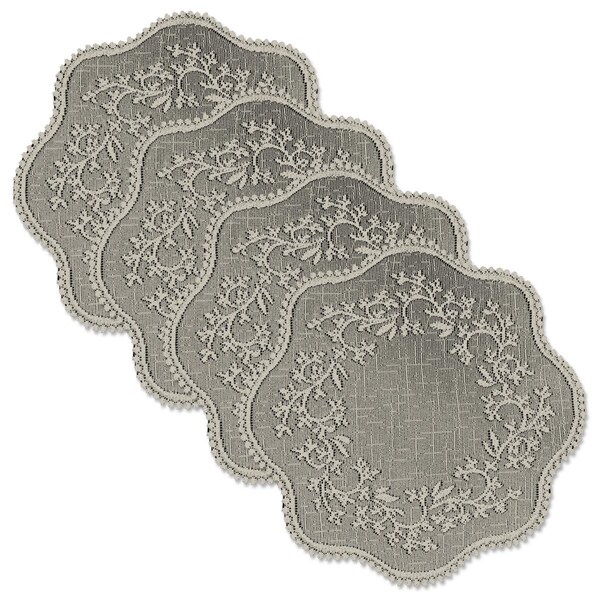 Heritage Lace Sheer Divine 12 in. Round Doily - Flax - Set of 4 - SD-1200X-S