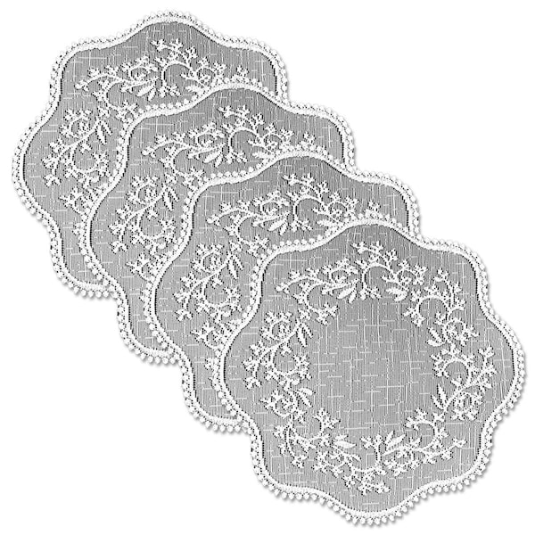 Heritage Lace Sheer Divine 12 in. Round Doily - White - Set of 4 - SD-1200W-S