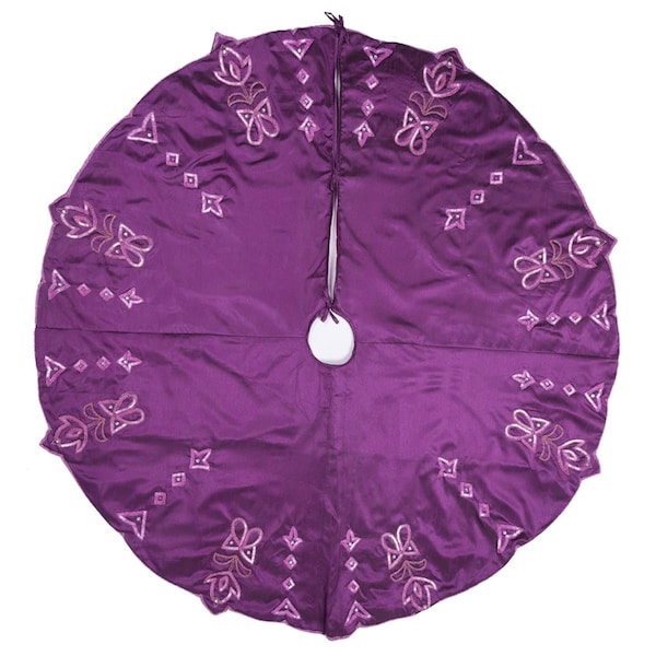 Vickerman 60 in. Romance Collection Dark Purple Tree Skirt - QTX17281
