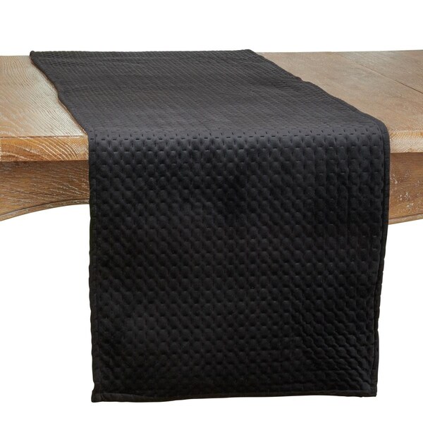 Saro 16 x 72 in. Pinsonic Velvet Oblong Table Runner, Black - 9036.BK1672B