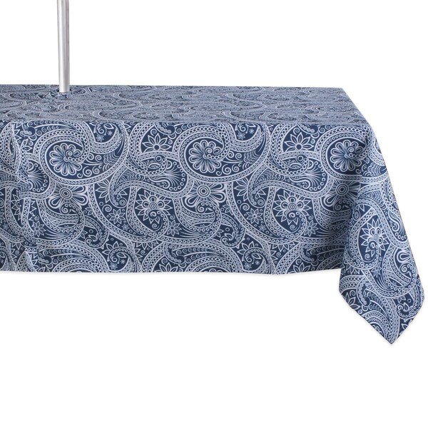 Fastfood 60 x 84 in. Blue Paisley Print Outdoor Tablecloth With Zipper - FA2567863