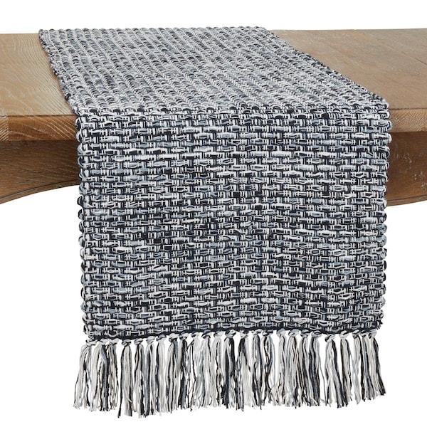 Saro 16 x 72 in. Woven Oblong Table Runner, Navy Blue - 821.NB1672B