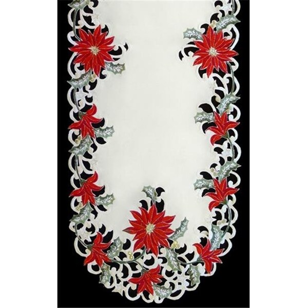Sinobrite Sinobrite H7795 Red Poinsettia Runner; 12 x 65 in. - H7795(12X65)