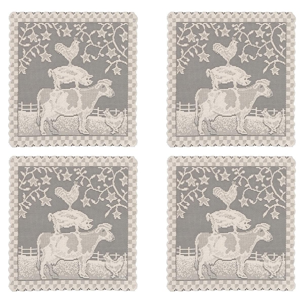 Heritage Lace 14 x 14 in. Farmhouse Doilies, Natural - Set of 4 - FH-1414NA-S