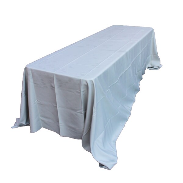 Atlas Commercial Products 90" x 156" Polyester Tablecloth, Gray - PY-90X156-11