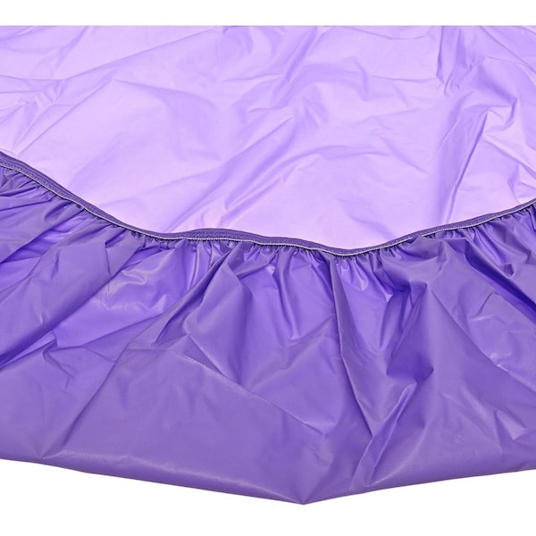 Gloriousgifts 72 in. ROUND KWIK COVER-PURPLE-Disposable Fitted Table Cover, Elastic Edging, Self-Sticking Strips - GL3579875