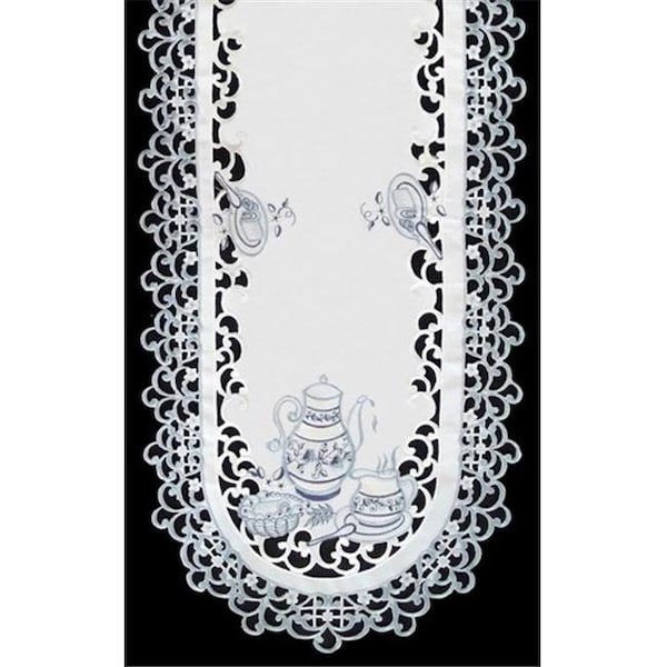 Sinobrite Sinobrite H8513 Delft Blue Tea Oval Runner; 16 x 45 in. - H8513(16X45)