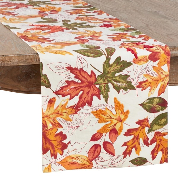 Tistheseason 20 in. Embroidered Autumn Leaves Table Runner - TI3203150