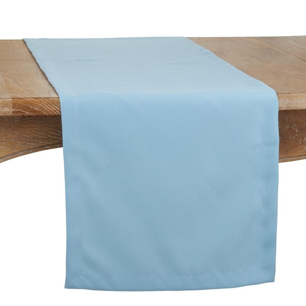 Saro 16 x 90 in. Casual Design Everyday Oblong Table Runner, Aqua - 321.A1690B