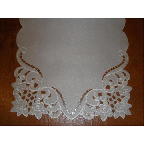 Fastfood RC0446-12 12 in. Embroidered Roses And Lacy Cutwork Doilies, Ivory - FA2570236