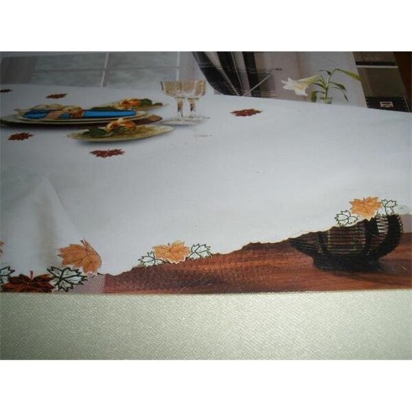 Tapestry Trading Tapestry Trading ZC0800265-60120 60 x 120 in. Embroidered Harvest Leaves Cutwork Table Cloth - ZC0800265/60120
