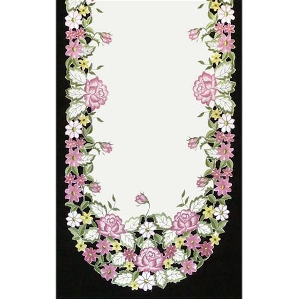 Sinobrite Sinobrite H0893 Pink Rose & Yellow Daisy Square Table-Topper; 44 x 44 in. - H0893(44X44)