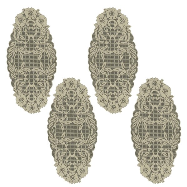 Heritage Lace 12 x 24 in. Floral Trellis Doilies, Linen - Set of 4 - FT-1224L-S