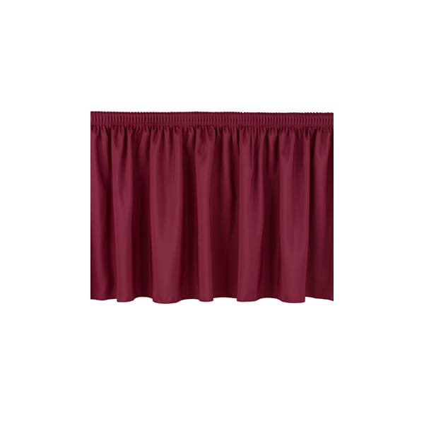 National Public Seating Stage Shirred Pleat Skirting, 8"H x 36"L, Burgundy - SS8-36-08