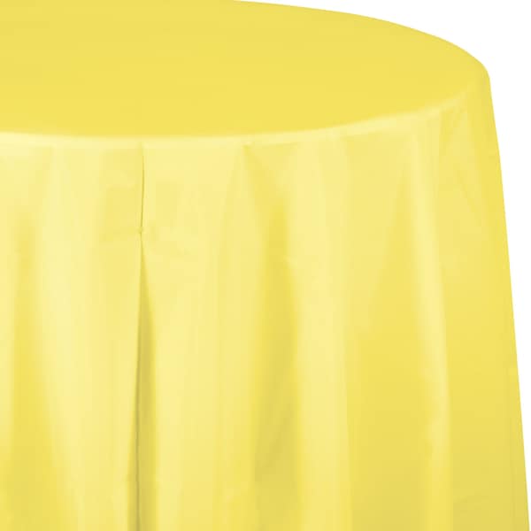 Touch Of Color Mimosa Yellow Round Plastic Tablecloth, 82", 12PK - 703266