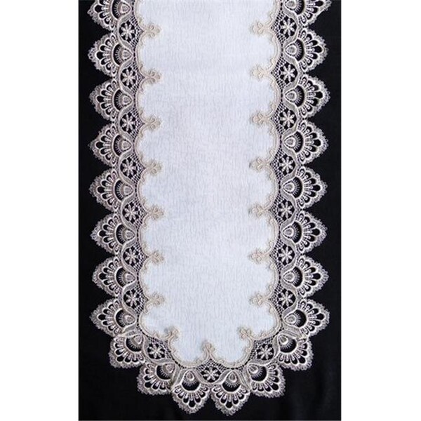 Sinobrite Sinobrite H8139-F2 Gold Lace Round Table Cloth; 68 x 68 in. - H8139/F2(68X68)