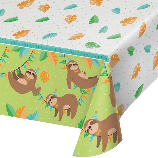 Commander In Chef 54 x 102 in. Sloth Party Plastic Tablecloth, 6PK - CO2969014