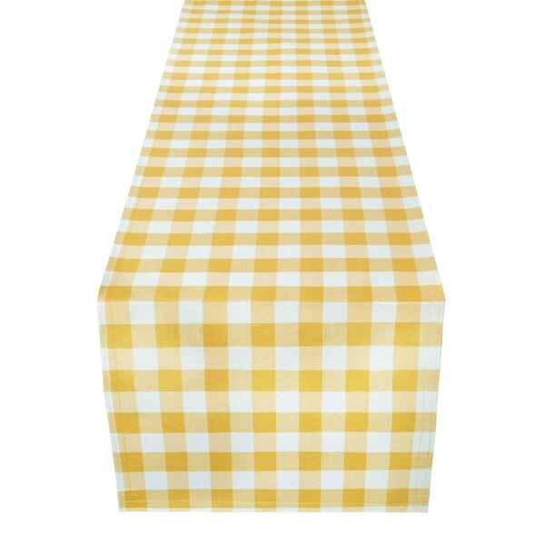Desorden 13 x 90 in. Buffalo Check Reversible Table Runner, Yellow - DE2736947